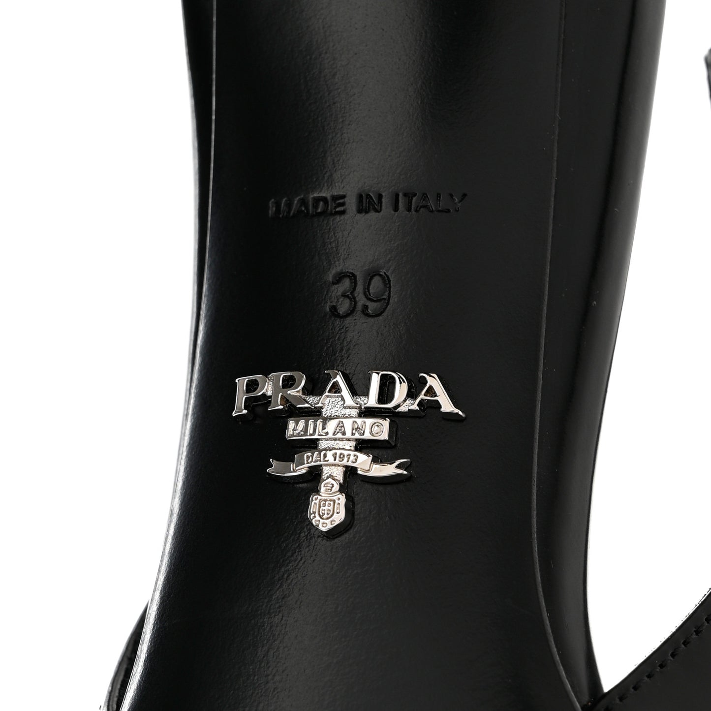 Spazzolato Triangle Logo Pointed Toe 75mm Slingback Pumps 39 Black