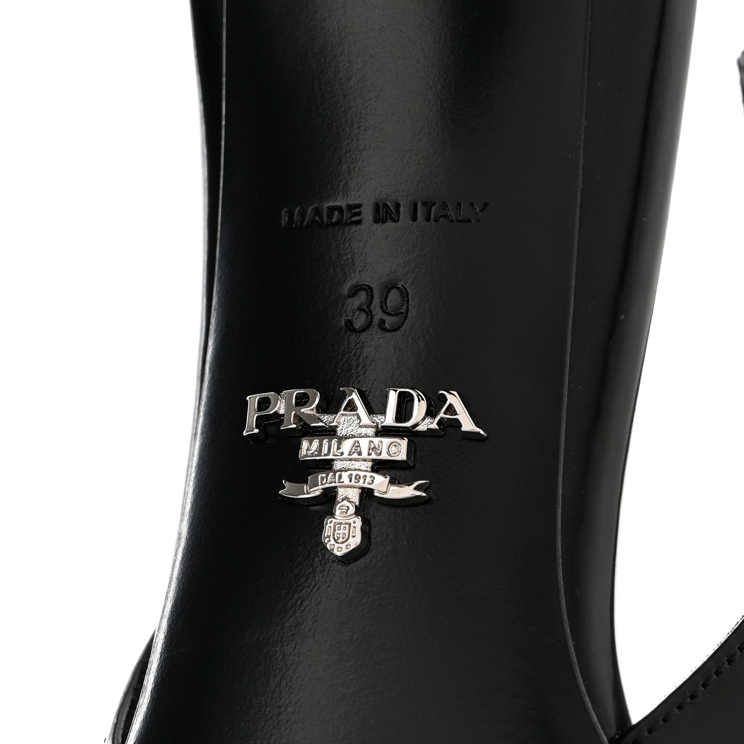 Prada Spazzolato Triangle Logo Pointed Toe 75mm Slingback Pumps 39 Black 6 of 8