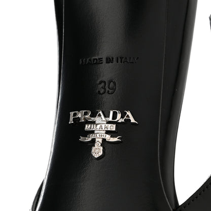Prada Spazzolato Triangle Logo Pointed Toe 75mm Slingback Pumps 39 Black 6 of 8
