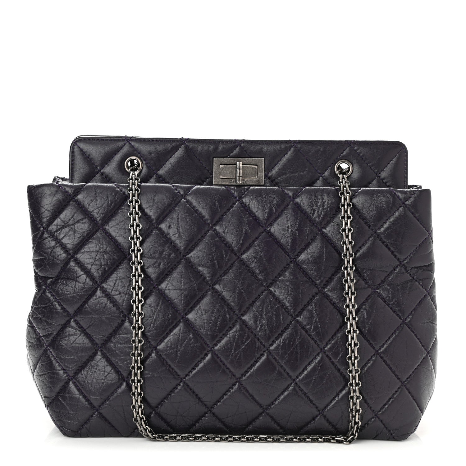 Chanel Aged Calfskin Quilted Reissue 2.55 Tote Dark Purple 1 of 10