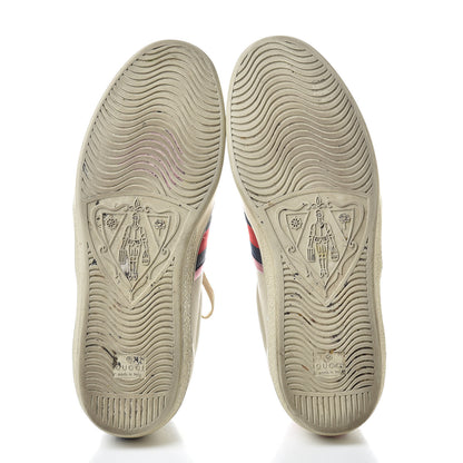 Gucci Calfskin Ayers Web Flames Embroidered Mens Ace Sneakers 10 Off White 8 of 23