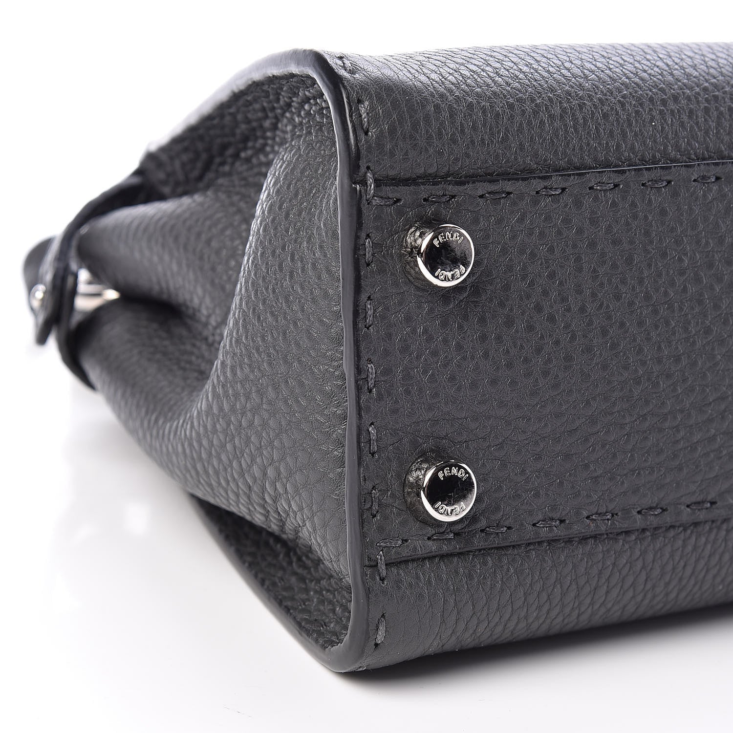 Fendi Cuoio Romano Selleria Bi-Color Mini Peekaboo Iconic Satchel Asfalto Latte 10 of 12