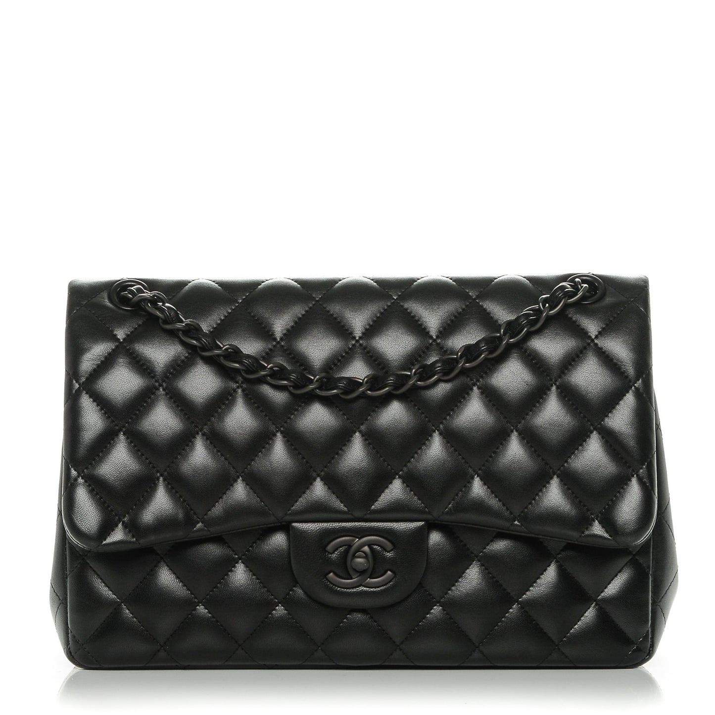 Lambskin Quilted Jumbo Double Flap So Black
