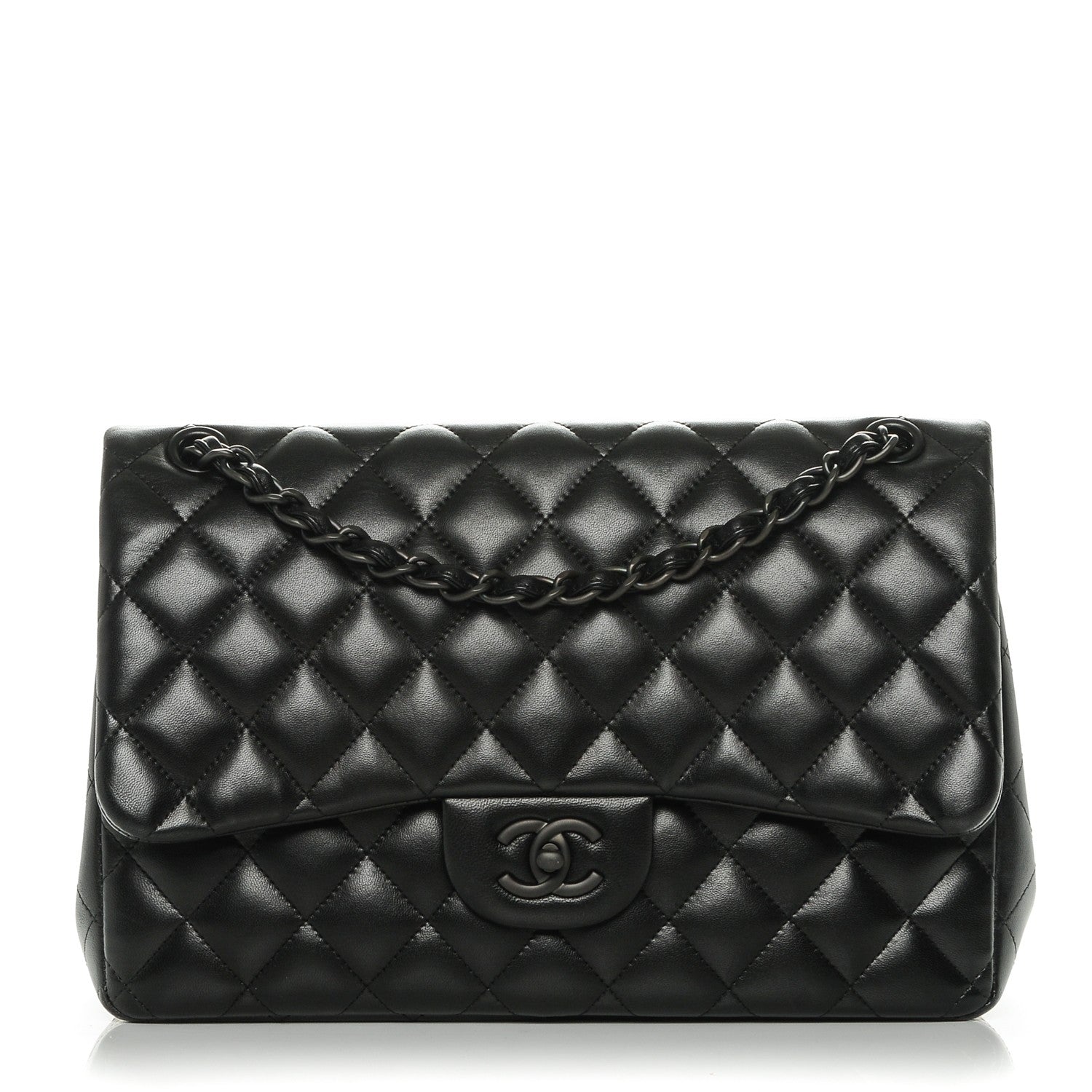 Chanel Lambskin Quilted Jumbo Double Flap So Black 1 of 12