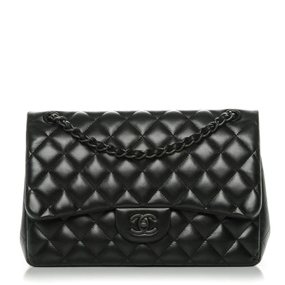 Chanel Lambskin Quilted Jumbo Double Flap So Black 1 of 12