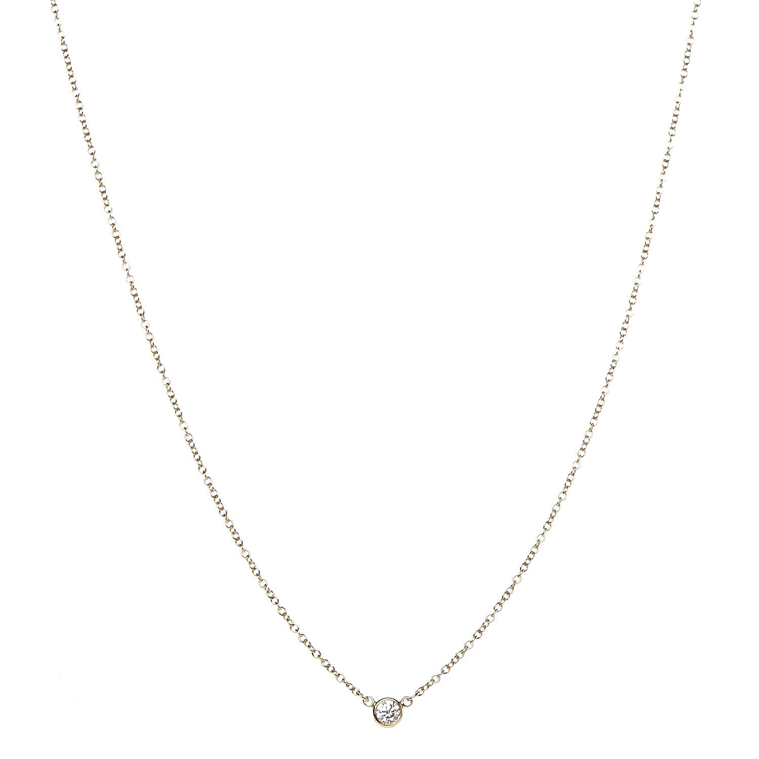 Tiffany 18K Yellow Gold Diamond .12ct Elsa Peretti Diamonds by the Yard Pendant Necklace 1 of 8