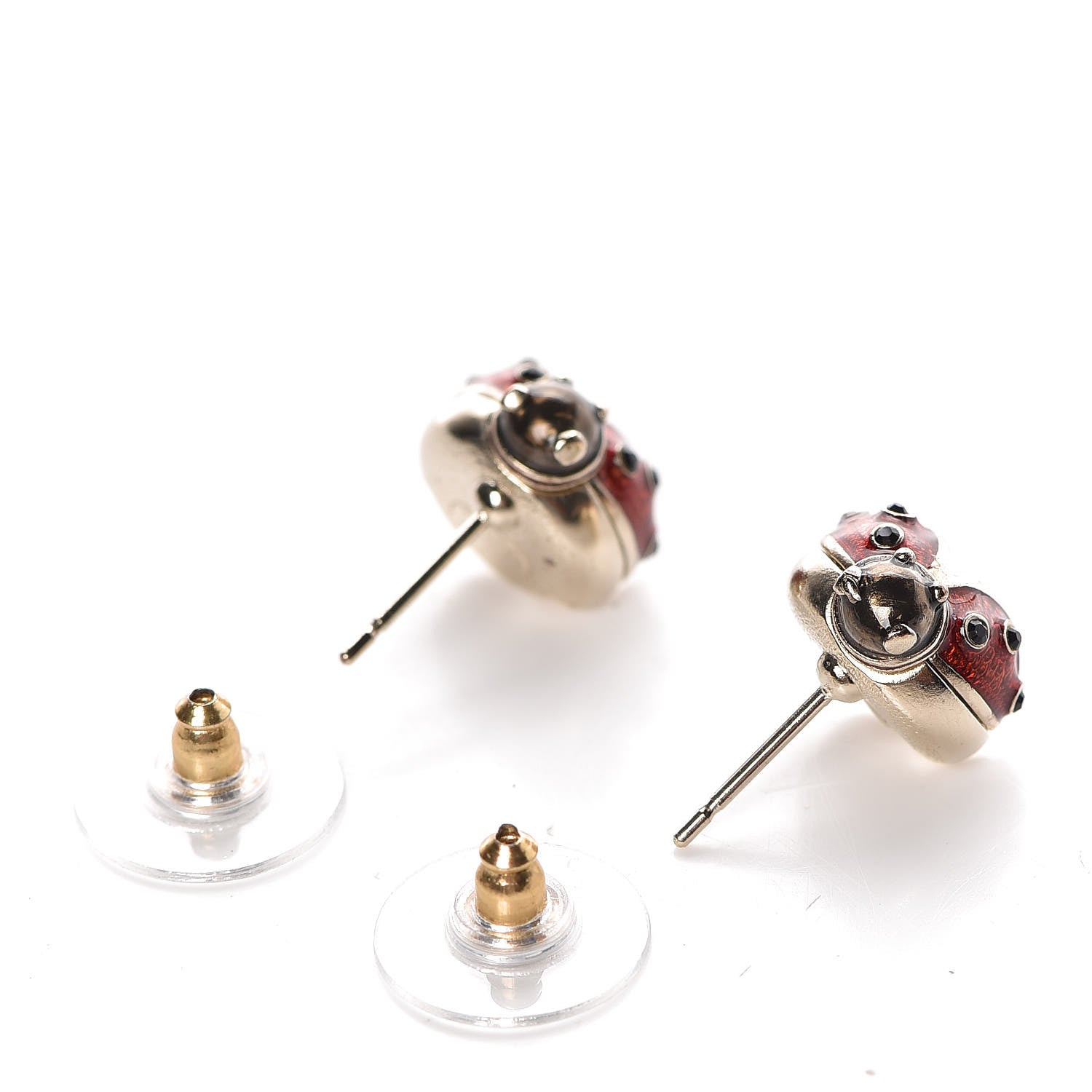 Chanel Enamel CC Ladybug Earrings Gold 3 of 5
