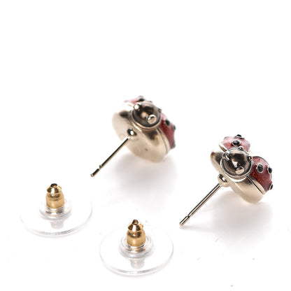 Chanel Enamel CC Ladybug Earrings Gold 3 of 5