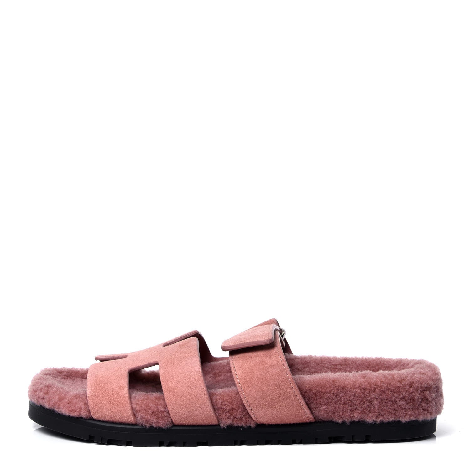 Hermes Suede Goatskin Woolskin Womens Chypre Sandals 36 Rose Aube 1 of 6