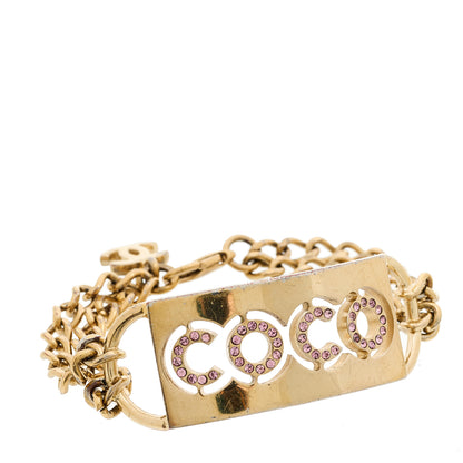Chanel Crystal Coco Chain Bracelet Pink 1 of 4