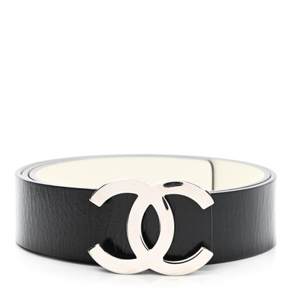 Chanel Patent Calfskin CC Reversible Belt 95 Black White 1 of 6
