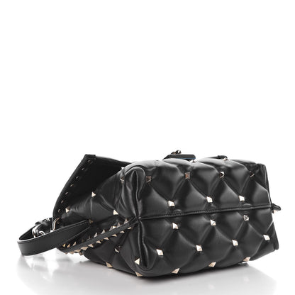 Valentino Garavani Lambskin VLTN Print Candystud Top Handle Bag Black 4 of 13