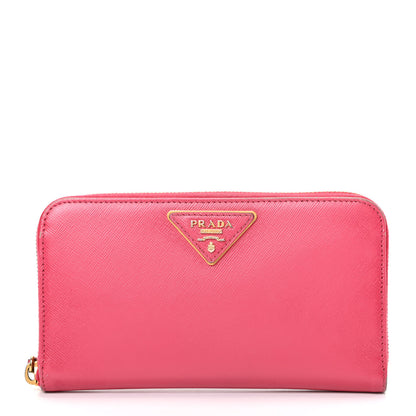 Prada Saffiano Triangle Zip Around Wallet Peonia 1 of 10