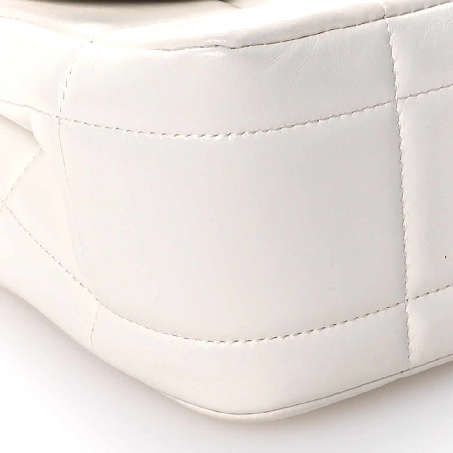 Lambskin Resin Crystal Square Quilted Monacoco Mini Square Flap White