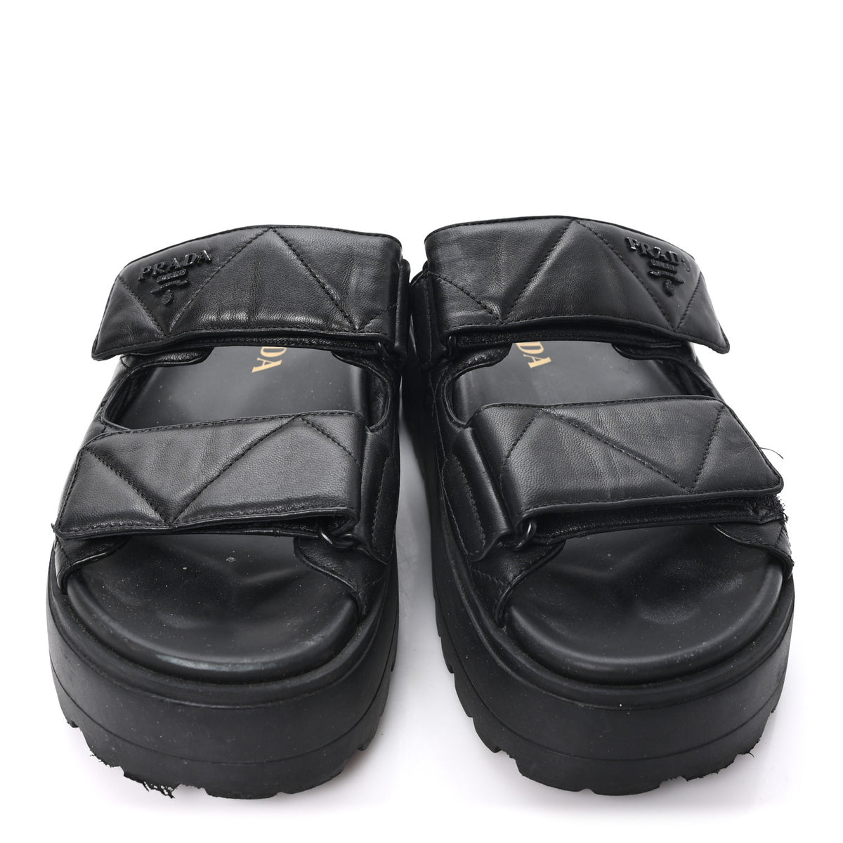 Nappa Quilted Padded Logo Platform Slide Sandals 36.5 Black