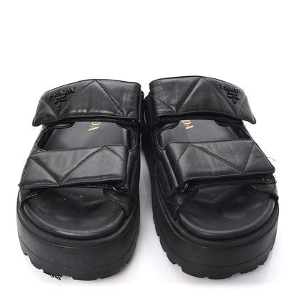 Prada Nappa Quilted Padded Logo Platform Slide Sandals 36.5 Black 3 of 10