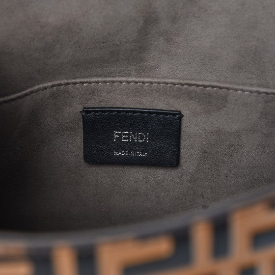 Vitello Century F is Fendi Whipstitch Threads FF Embossed Kan I Shoulder Bag Tobacco Orzo