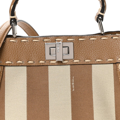 Fendi Cuoio Romano Pequin Selleria Mini Peekaboo Iconic Satchel Beige Sand 7 of 9