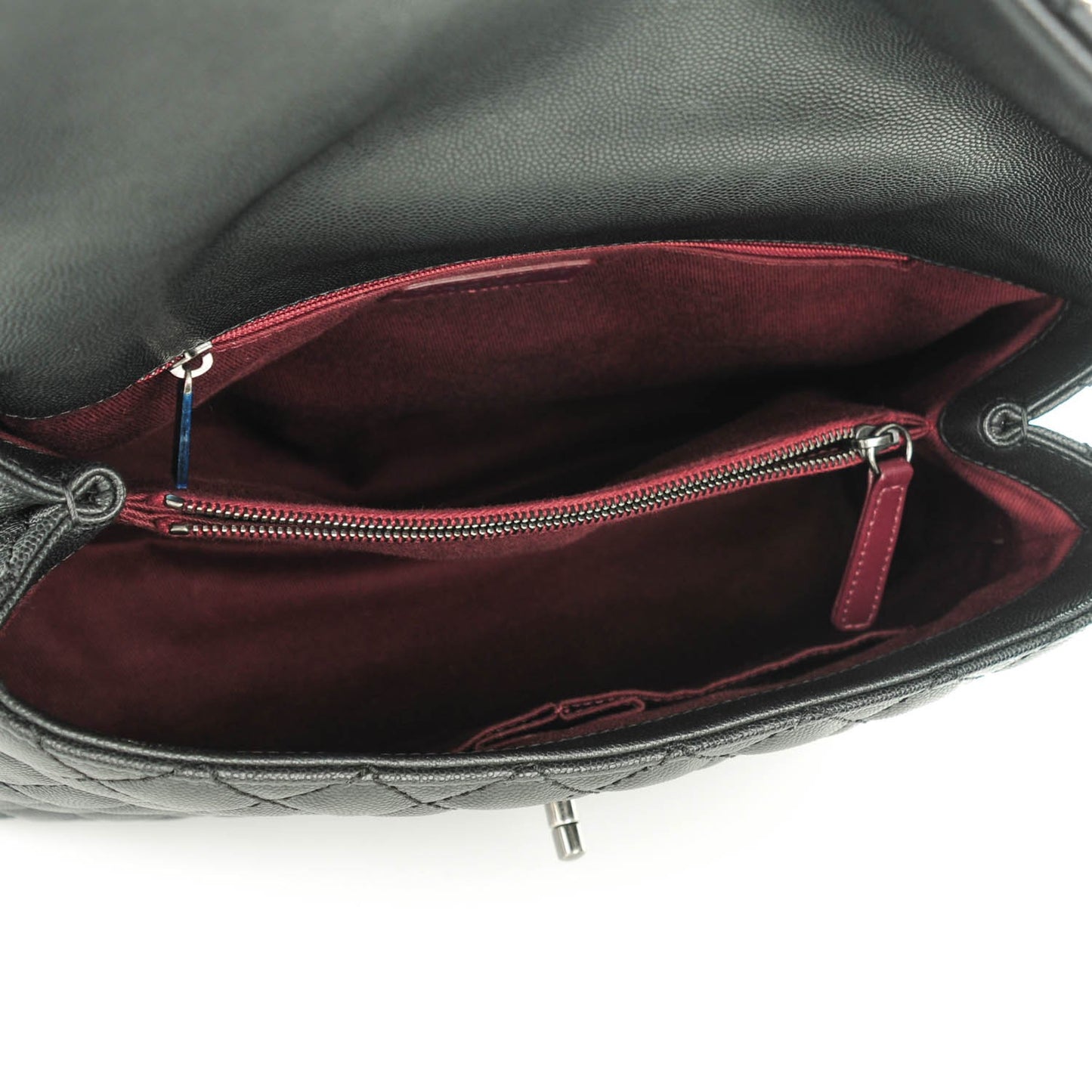 Caviar Quilted Medium Coco Handle Flap Black