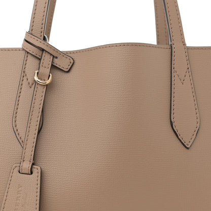 Burberry Grainy Calfskin Haymarket Check Medium Reversible Tote Camel 11 of 17