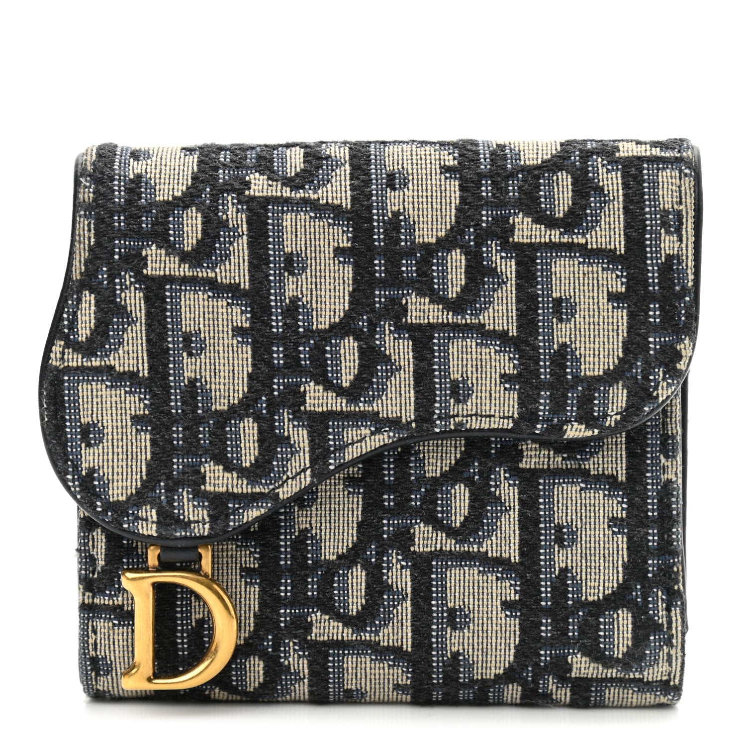 Christian Dior Oblique Saddle Lotus Wallet Blue 1 of 8