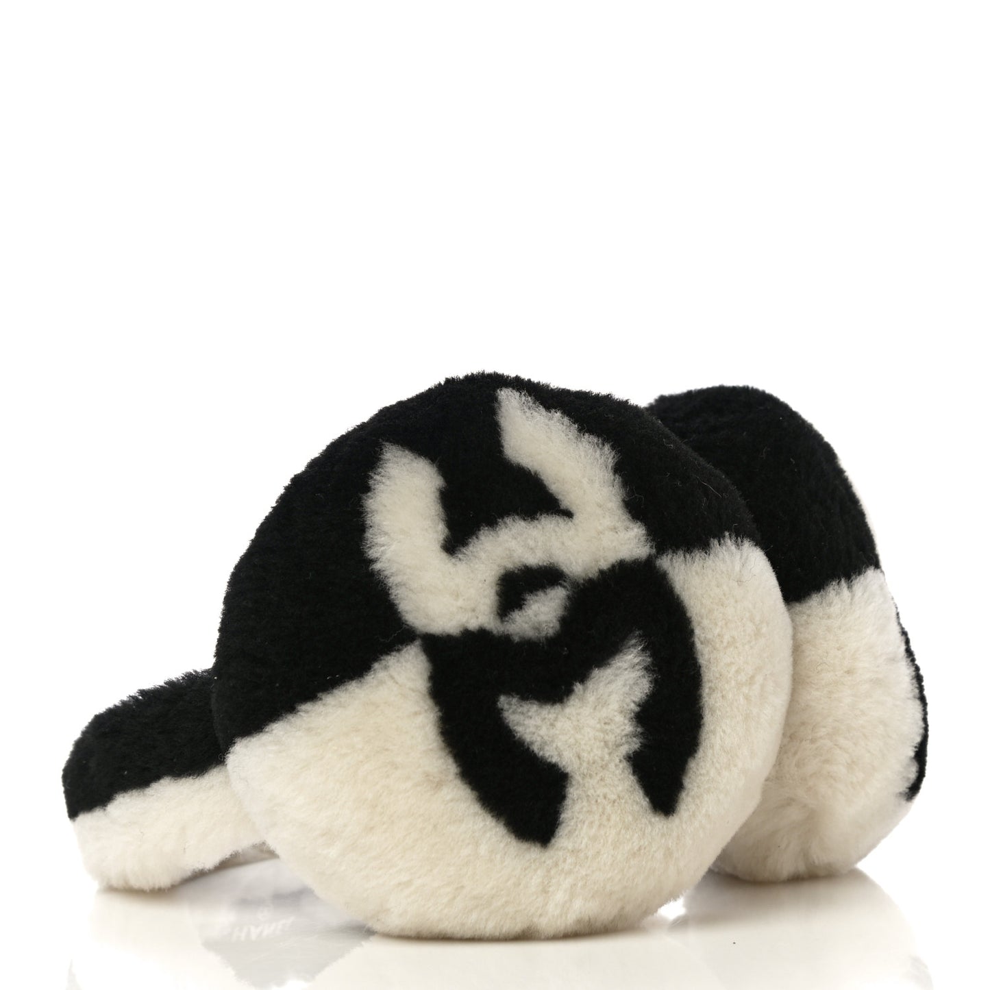 Shearling CC Ear Muffs Black White