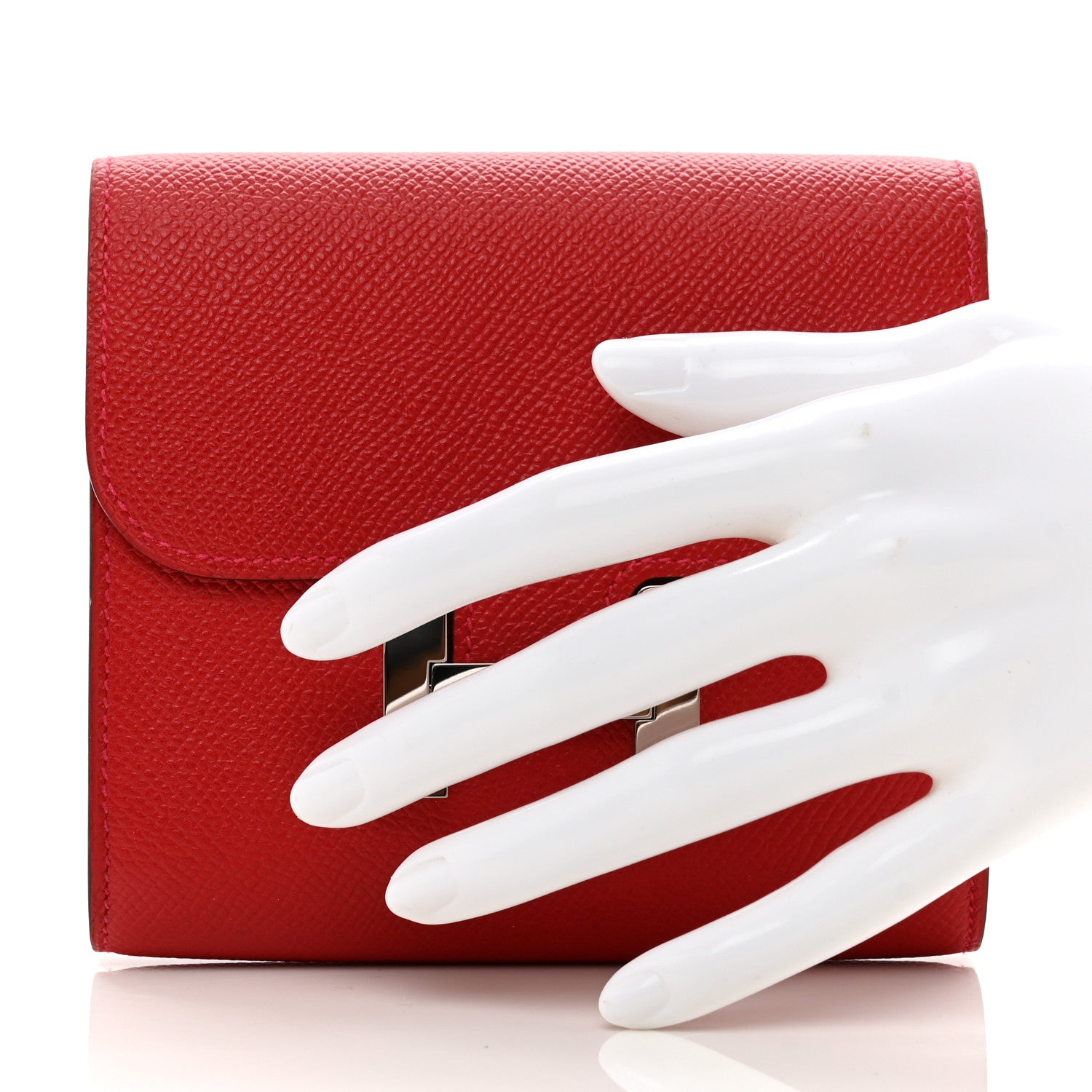 Hermes Epsom Constance Compact Passant Wallet Rouge Casaque 2 of 8