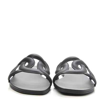 Hermes Rubber Aloha Sandals 36 Black 2 of 8