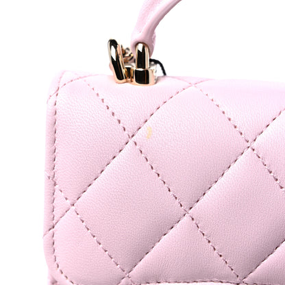 Chanel Lambskin Quilted Top Handle Clutch With Chain Light Pink 11 of 12