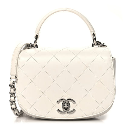 Chanel Calfskin Stitched Small Ring My Bag Flap Crossbody White 1 of 13