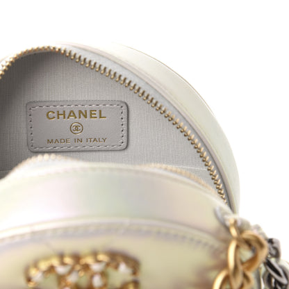 Chanel Iridescent Calfskin Quilted 19 Round Clutch With Chain White 6 of 11