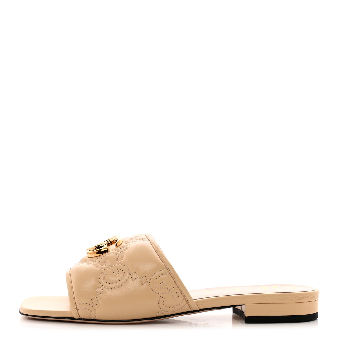Nappa GG Matelasse GG Marmont Flat Slide Sandals 37 Naturale