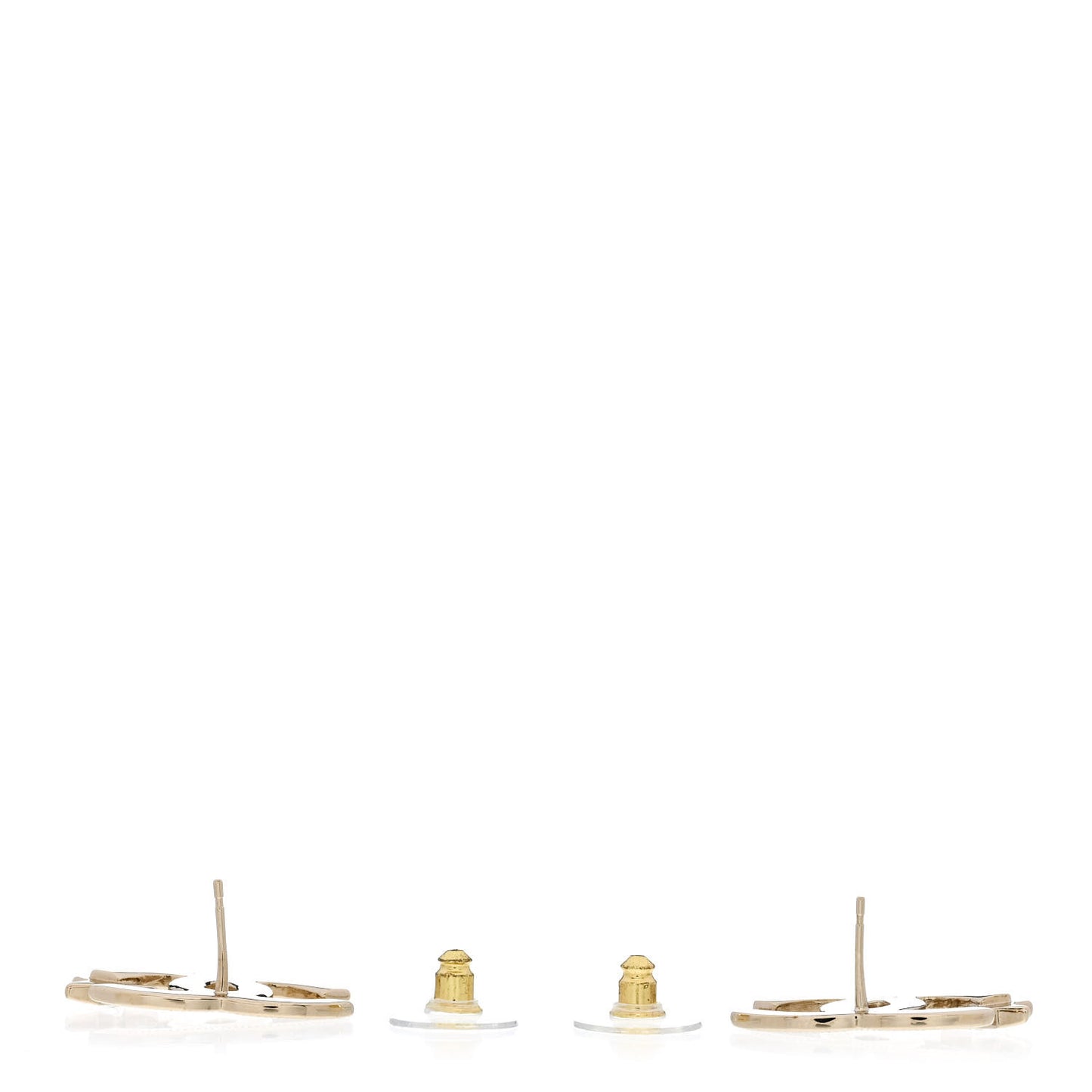 Metal Crystal CC Star Earrings Gold