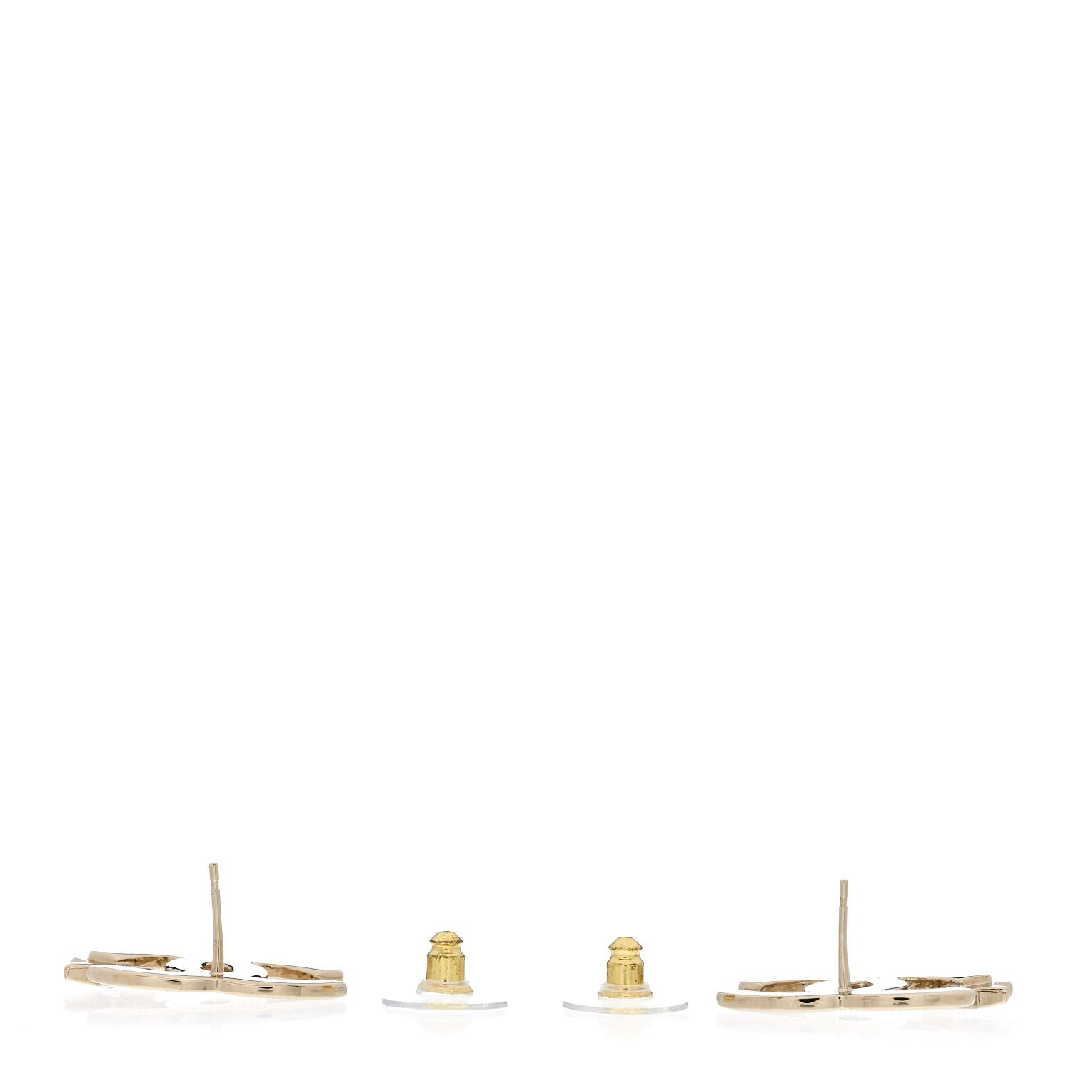 Chanel Metal Crystal CC Star Earrings Gold 3 of 4
