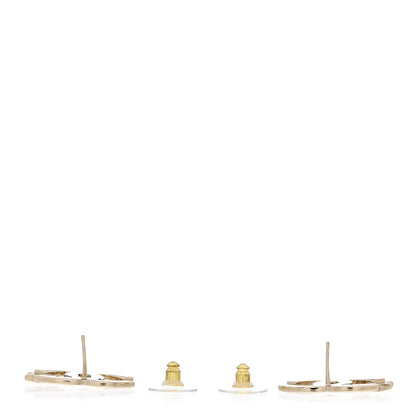 Chanel Metal Crystal CC Star Earrings Gold 3 of 4