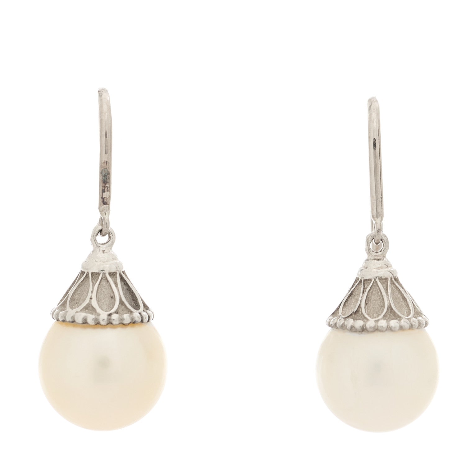 Tiffany Sterling Silver Pearl Ziegfeld Drop Earrings 1 of 4
