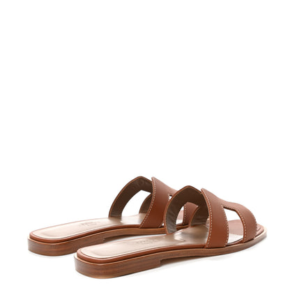 Hermes Box Calfskin Oran Sandals 35.5 Gold 3 of 5