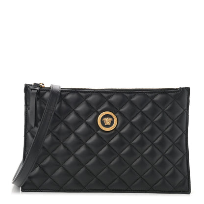 Versace Calfskin Quilted Small Tribute Icon Pouch Black 1 of 10
