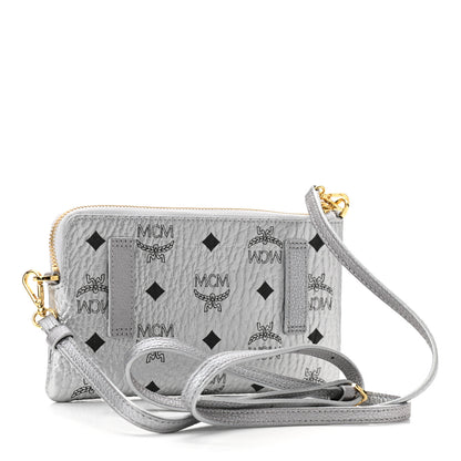MCM Metallic Visetos Crossbody Tech Pouch Silver 3 of 10