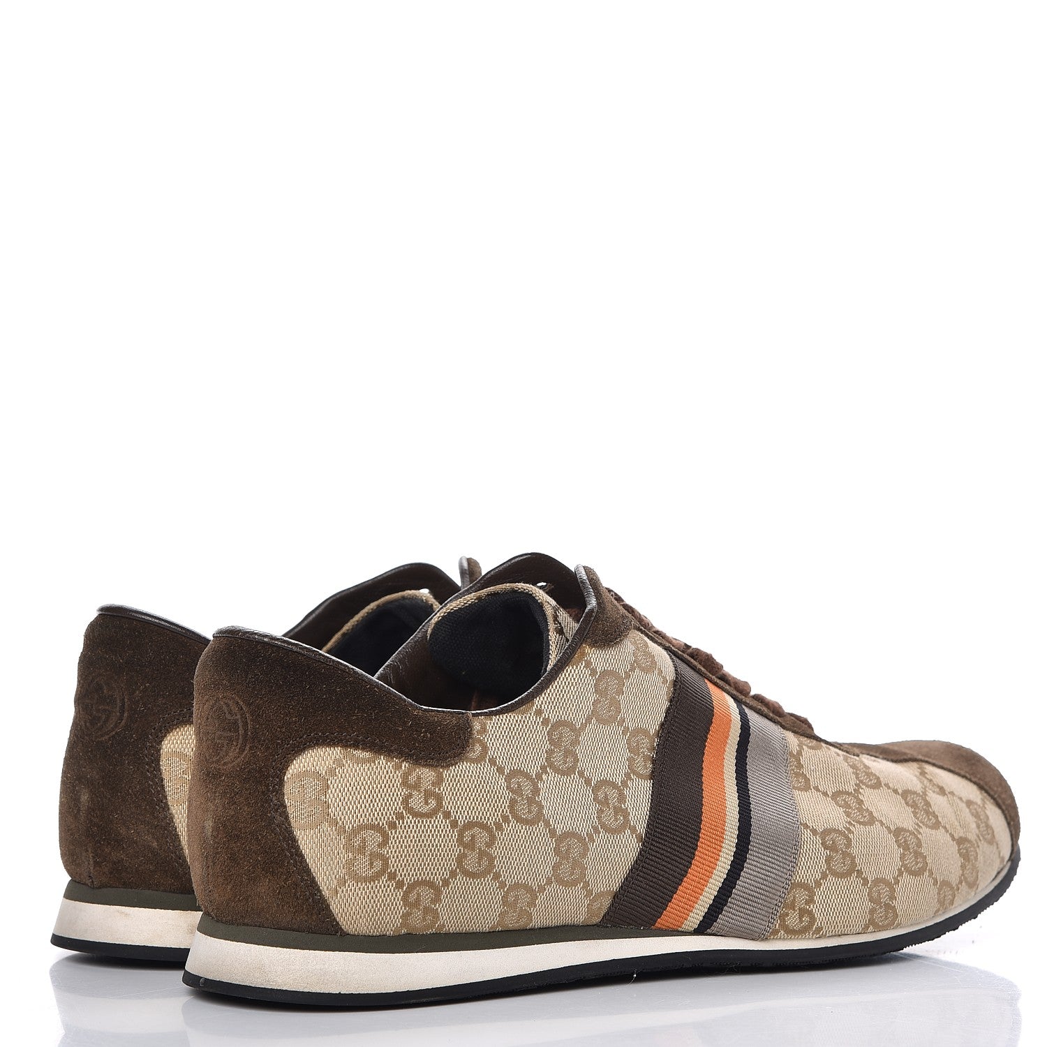 Gucci GG Monogram Suede Web Mens Sneakers 10 Brown 4 of 15