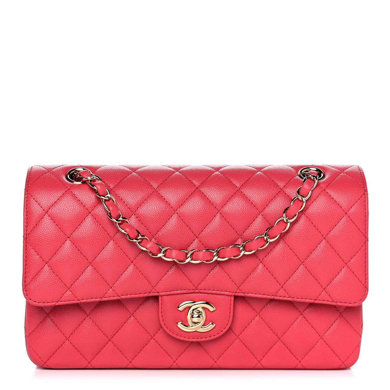 Chanel Metallic Caviar Quilted Medium Double Flap Dark Pink 1 of 12