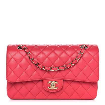Chanel Metallic Caviar Quilted Medium Double Flap Dark Pink 1 of 12