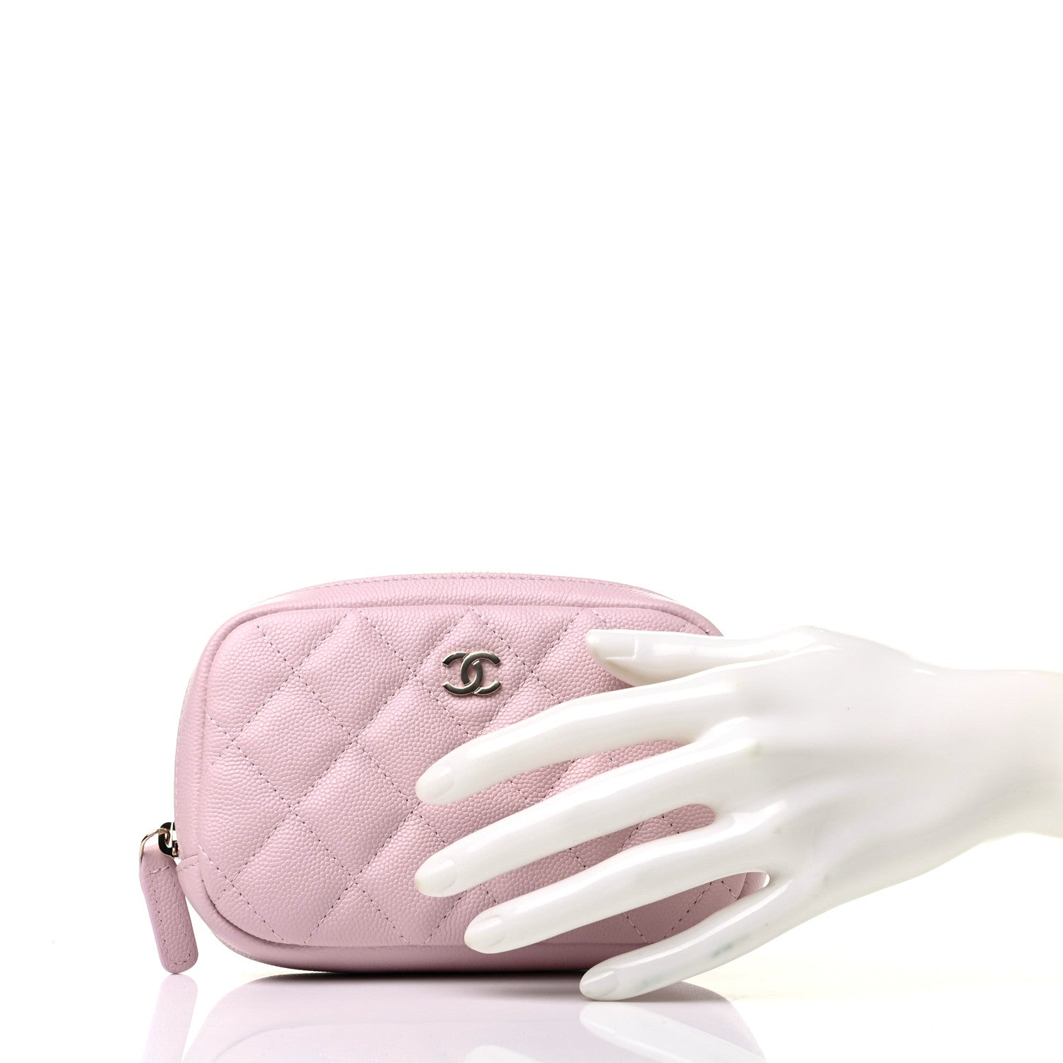 Chanel Caviar Quilted Small Curvy Pouch Cosmetic Case Light Pink 2 of 8