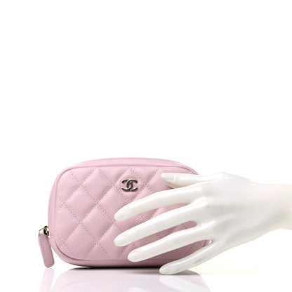 Chanel Caviar Quilted Small Curvy Pouch Cosmetic Case Light Pink 2 of 8