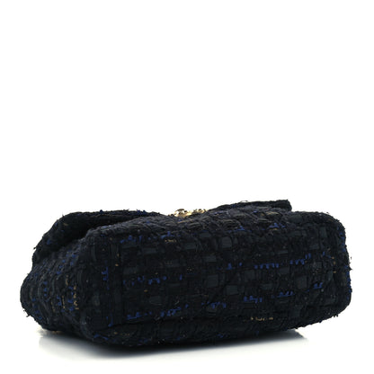Chanel Tweed Quilted Medium Chanel 19 Flap Black Navy Gold 4 of 12