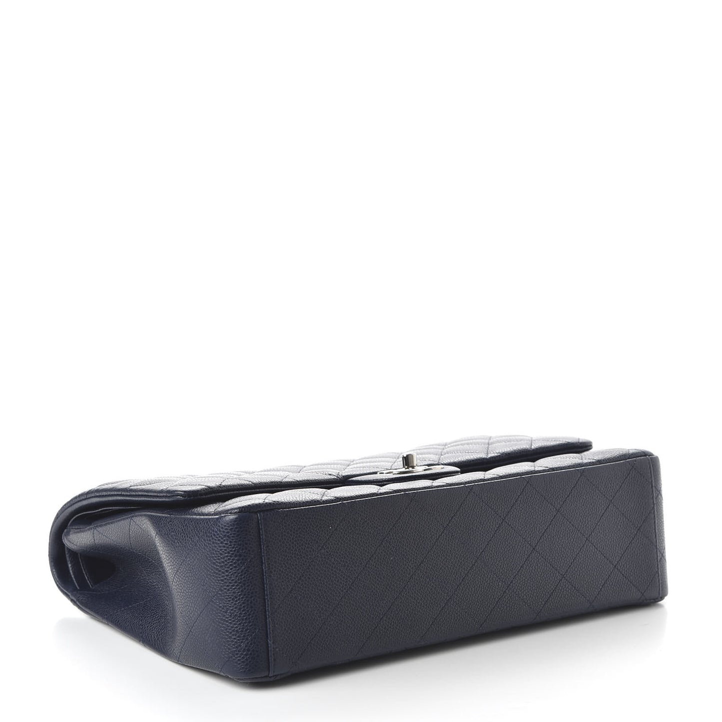 Caviar Quilted Maxi Double Flap Navy Blue