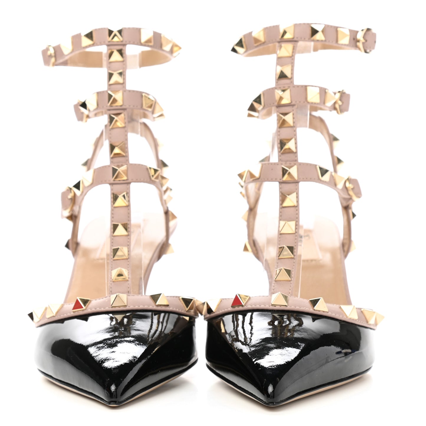 Patent Nappa Rockstud Ankle Strap 65mm Pumps 38 Black Poudre