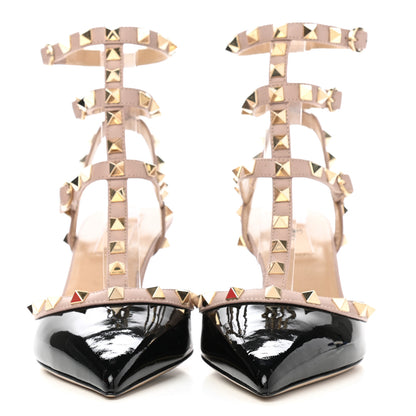 Valentino Garavani Patent Nappa Rockstud Ankle Strap 65mm Pumps 38 Black Poudre 2 of 8
