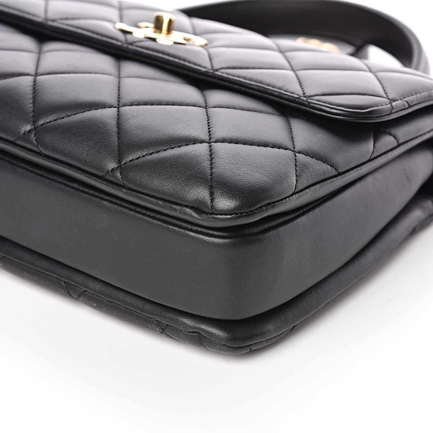 Lambskin Quilted Small Trendy CC Dual Handle Flap Bag Black