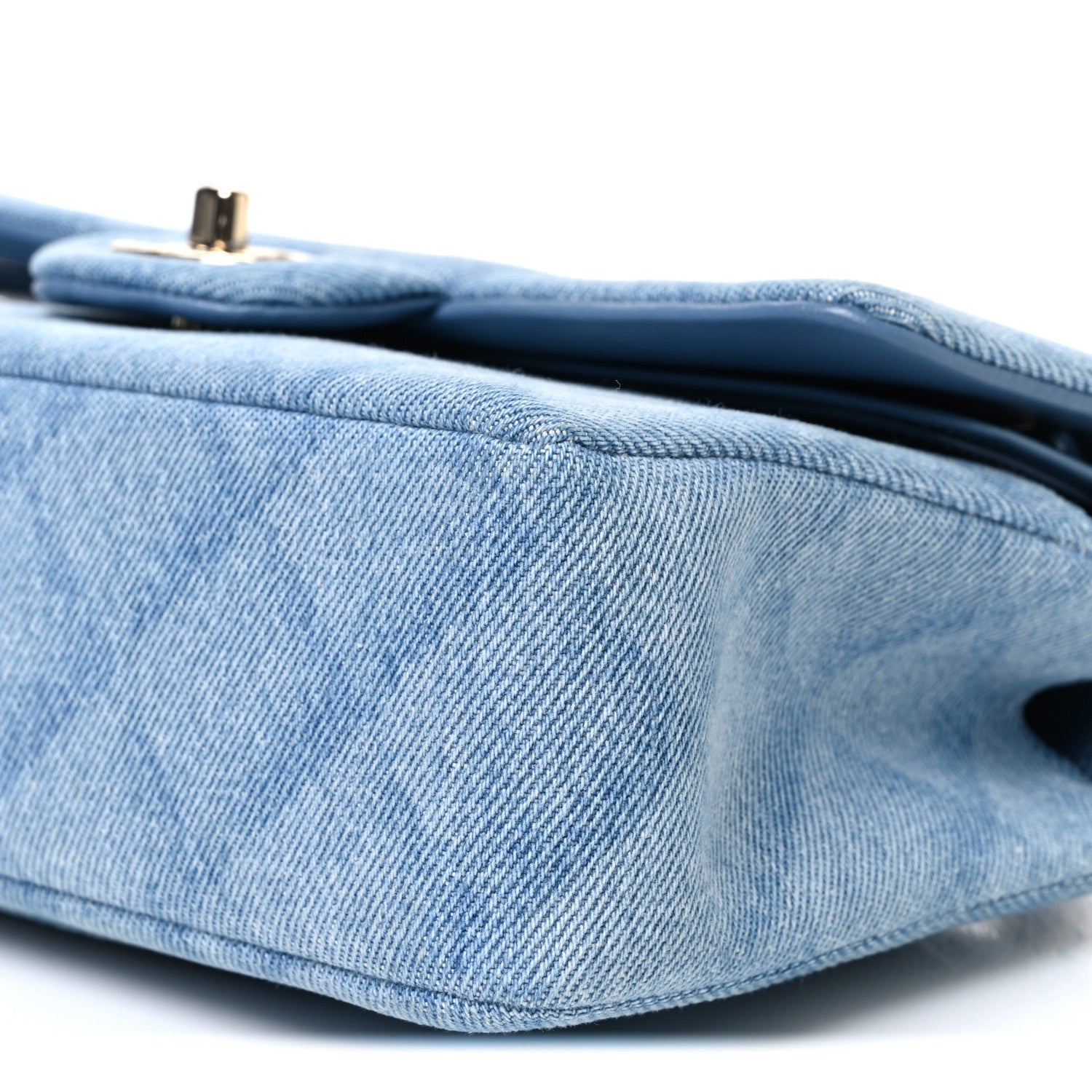 Chanel Printed Denim Quilted Small Double Flap Light Blue 9 of 9